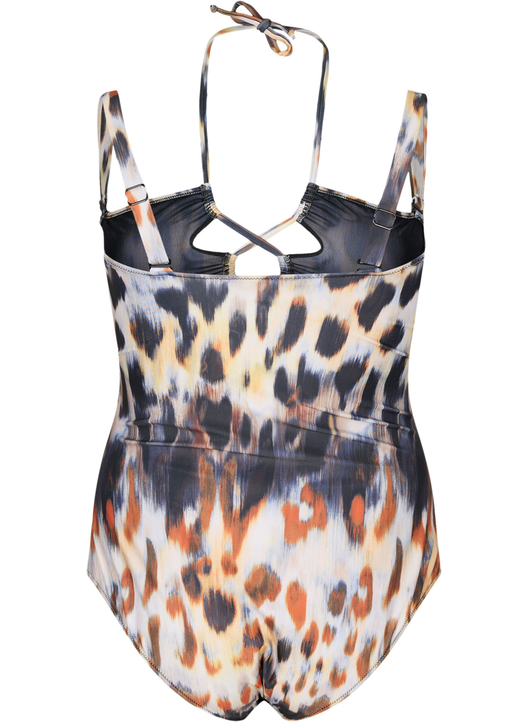Zizzi Badpak met print en afneembare bandjes, Abstract Leopard, Packshot image number 1