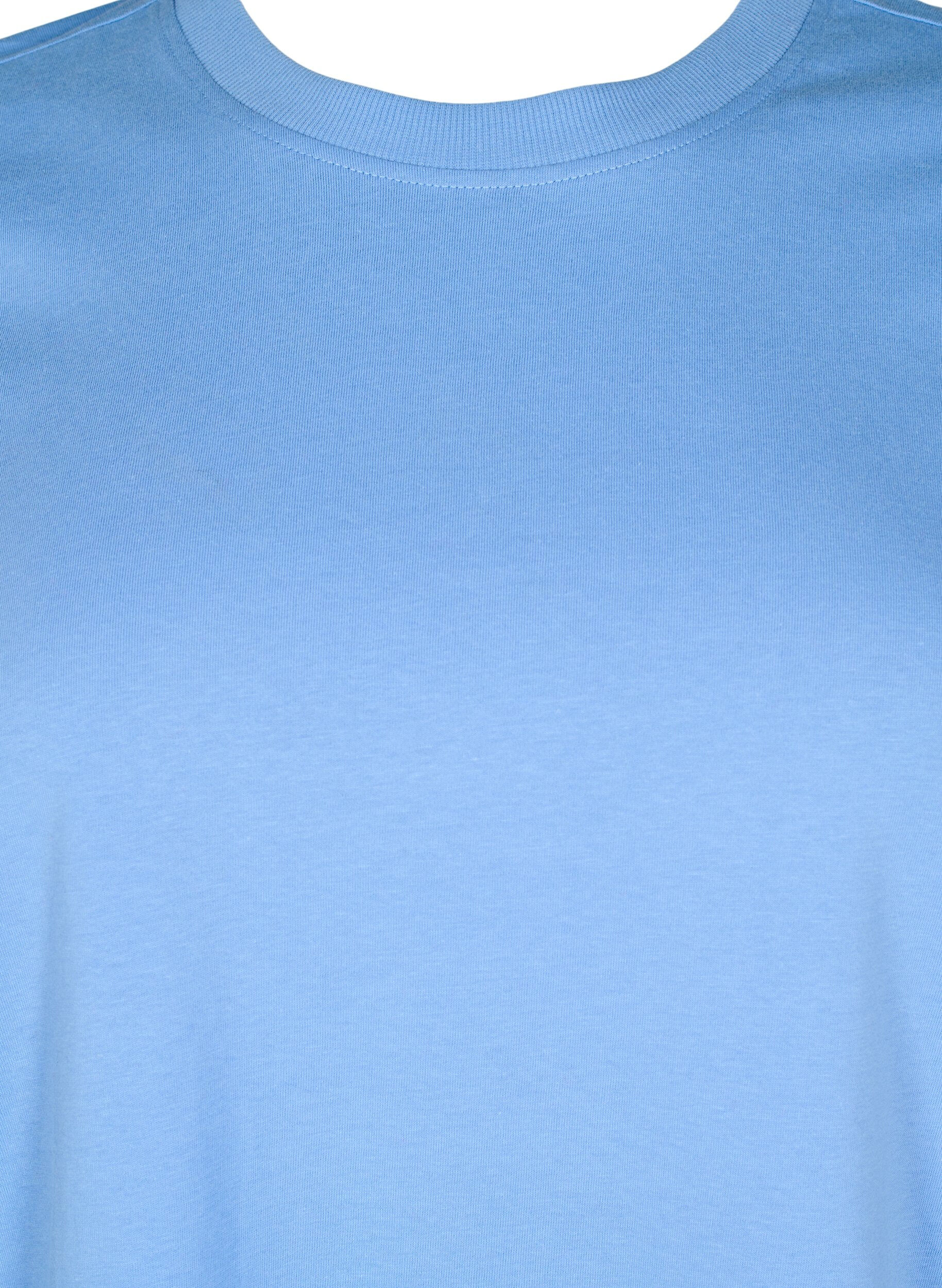 Zizzi Basic katoenen T-shirt met ronde hals, Blauw, Packshot image number 2