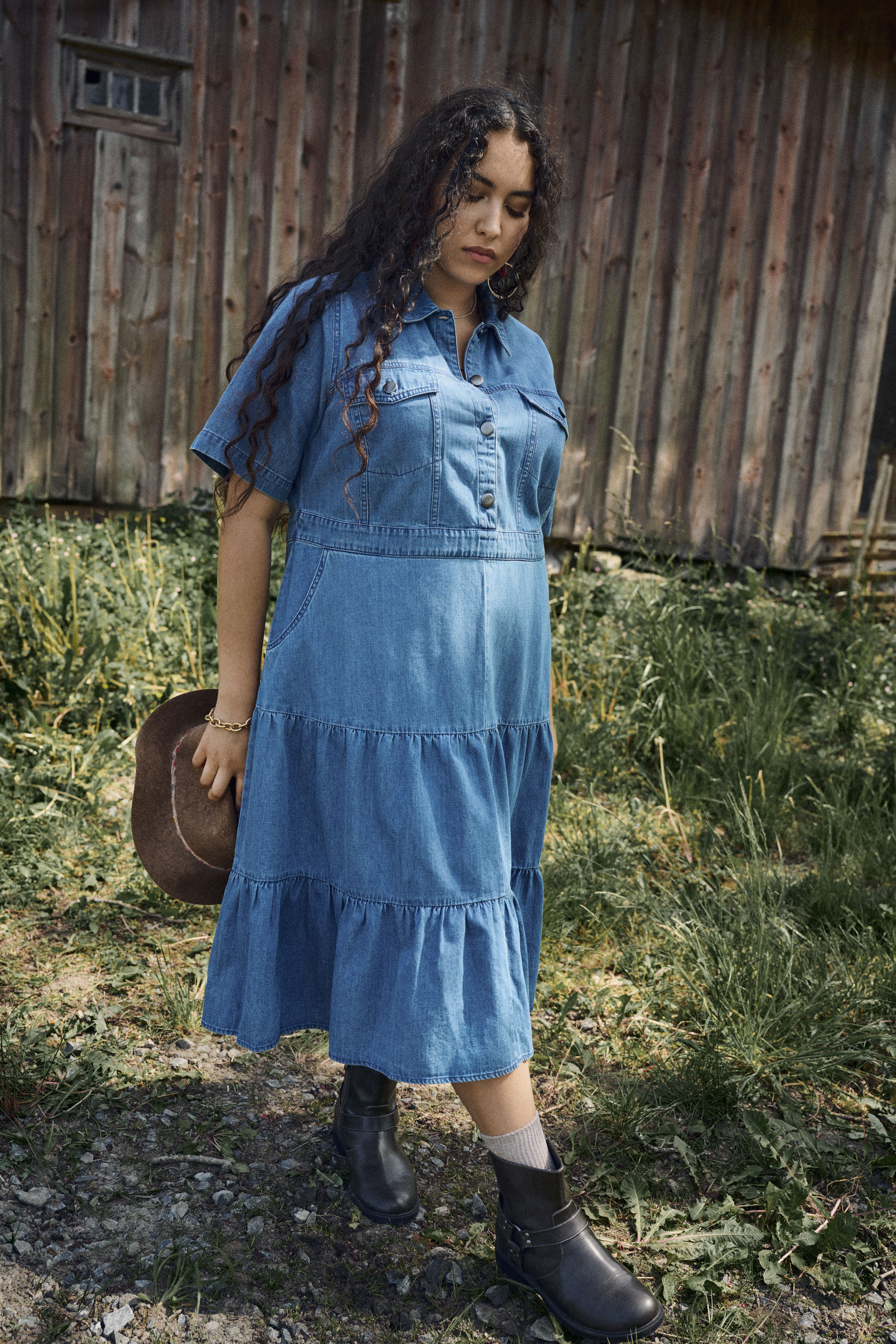 Zizzi Denim midi dress, , Model