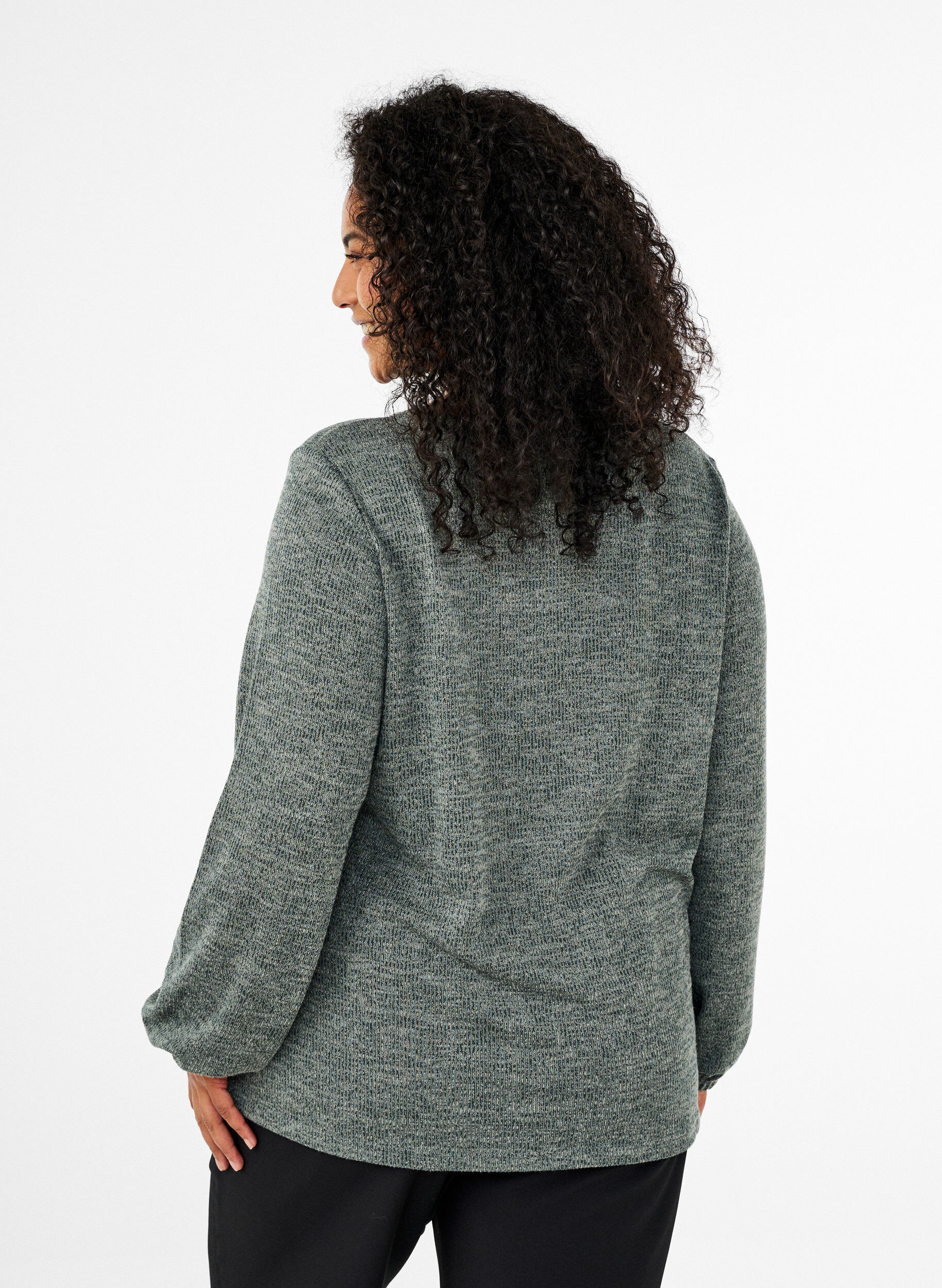 Zizzi FLASH - Jersey blouse met lange mouwen, Groen, Model image number 2