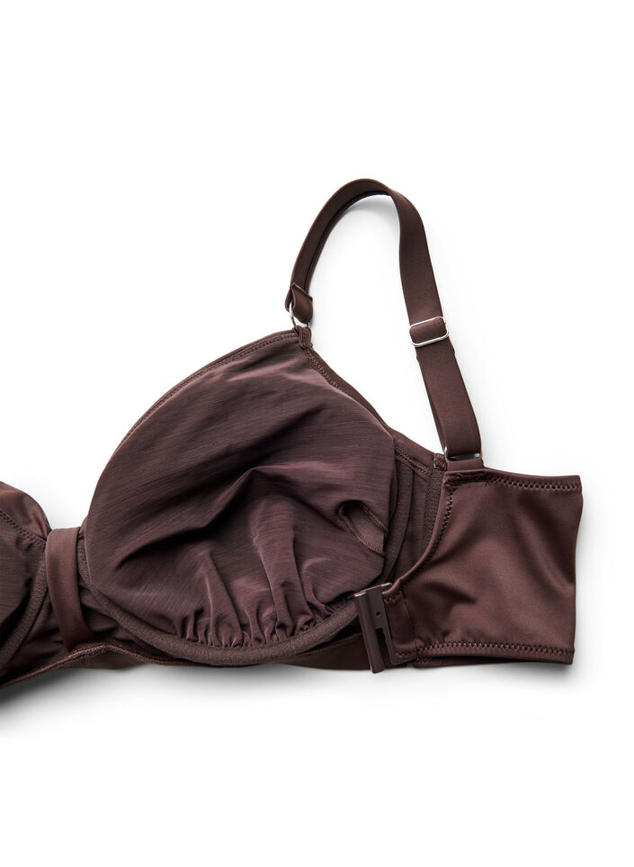 Bikini-bh met beugel en drapering, Bruin, Packshot image number 3