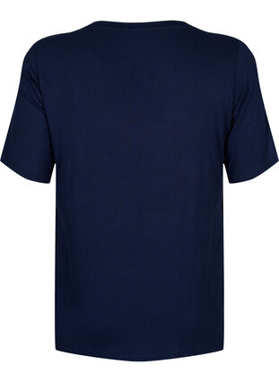 T-shirt van viscose met ribstructuur, Navy Blazer, Packshot image number 1
