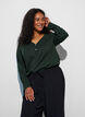 T-shirt met lange mouwen, V-hals en knopen, Groen, Model image number 0