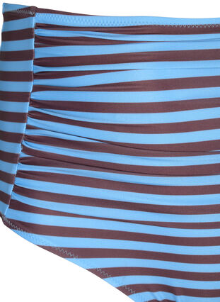 Bikinibroekje met hoge taille en strepen, BlueBrown Stripe AOP, Packshot image number 2