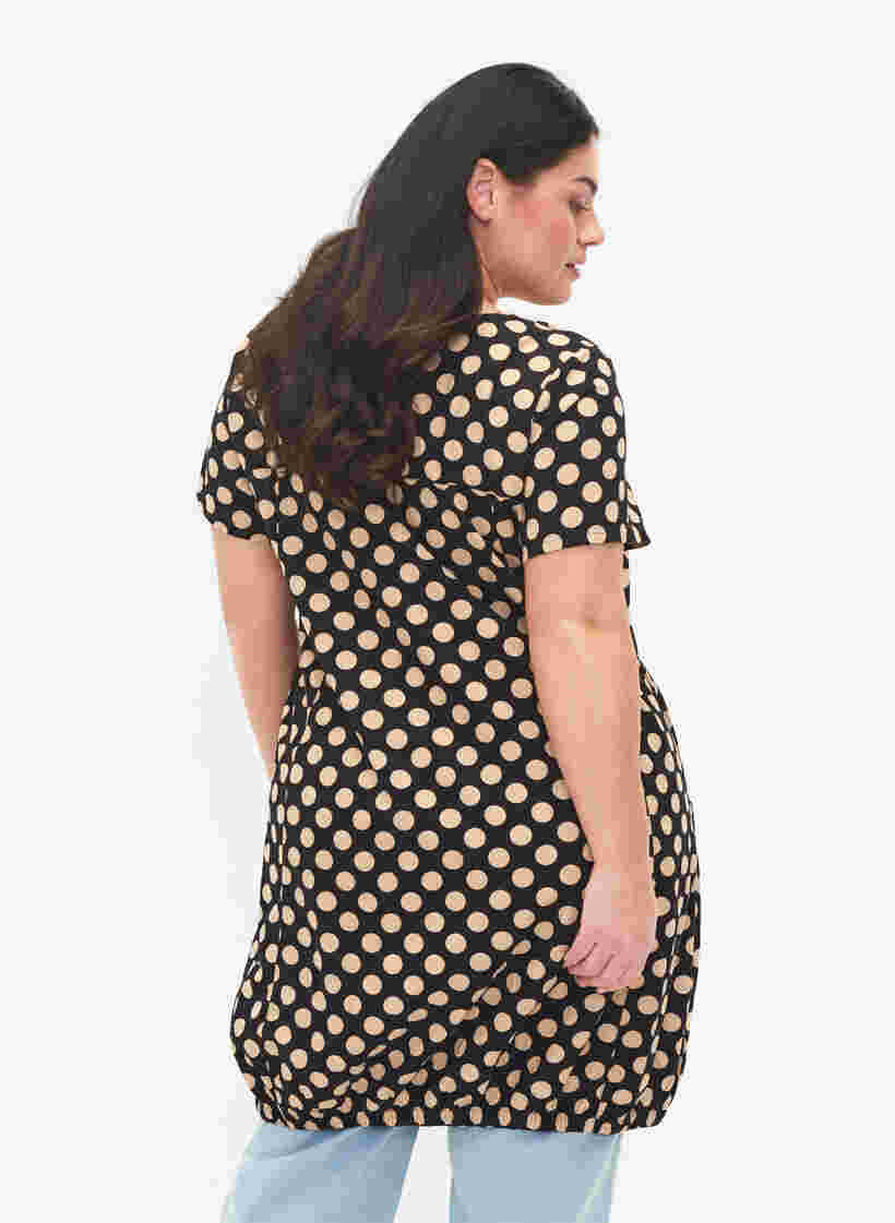 Katoenen jurk met korte mouwen en print, Dot AOP, Model image number 1