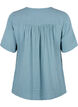 Katoenen blouse met borduursel en korte mouwen, Smoke Blue, Packshot image number 1
