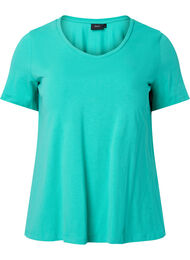 Basic t-shirt in effen kleur met katoen, Aqua Green
