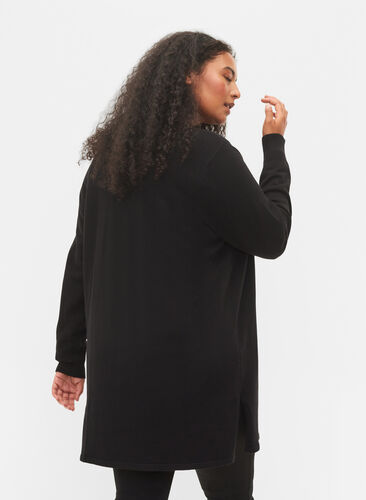 Gebreid vest met split en rib, Black, Model image number 1