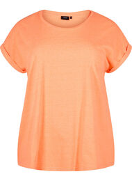 T-shirt van katoen in neon kleur, Neon Coral