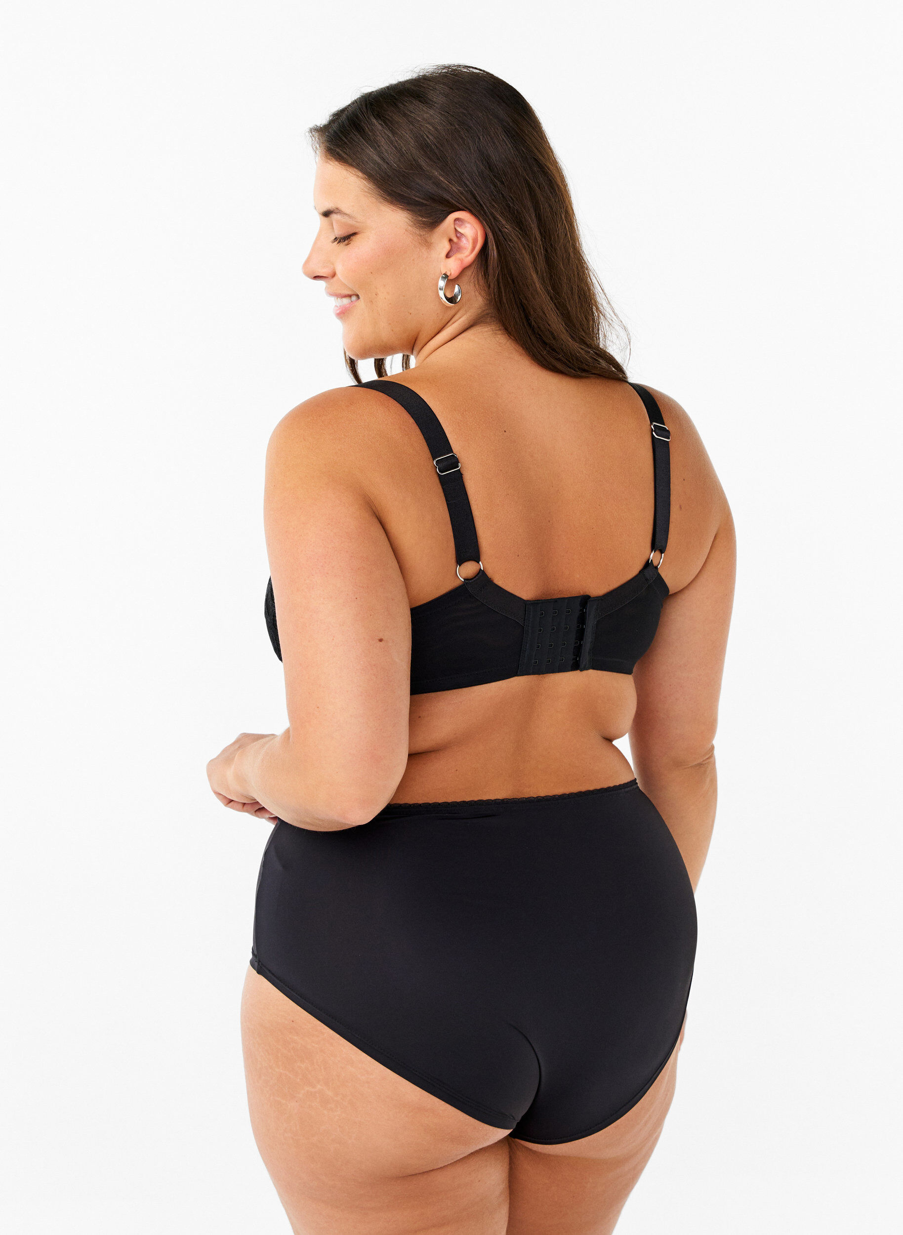 Zizzi Microvezel slipjes met kanten details, Black, Model image number 1