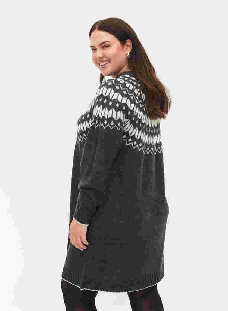 Gebreide jurk met motief en wol, Dark Grey Mel Comb, Model image number 1