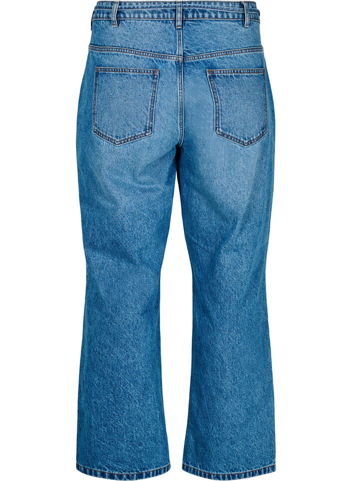 Straight-fit jeans met een strikceintuur, Blauw, Packshot image number 1