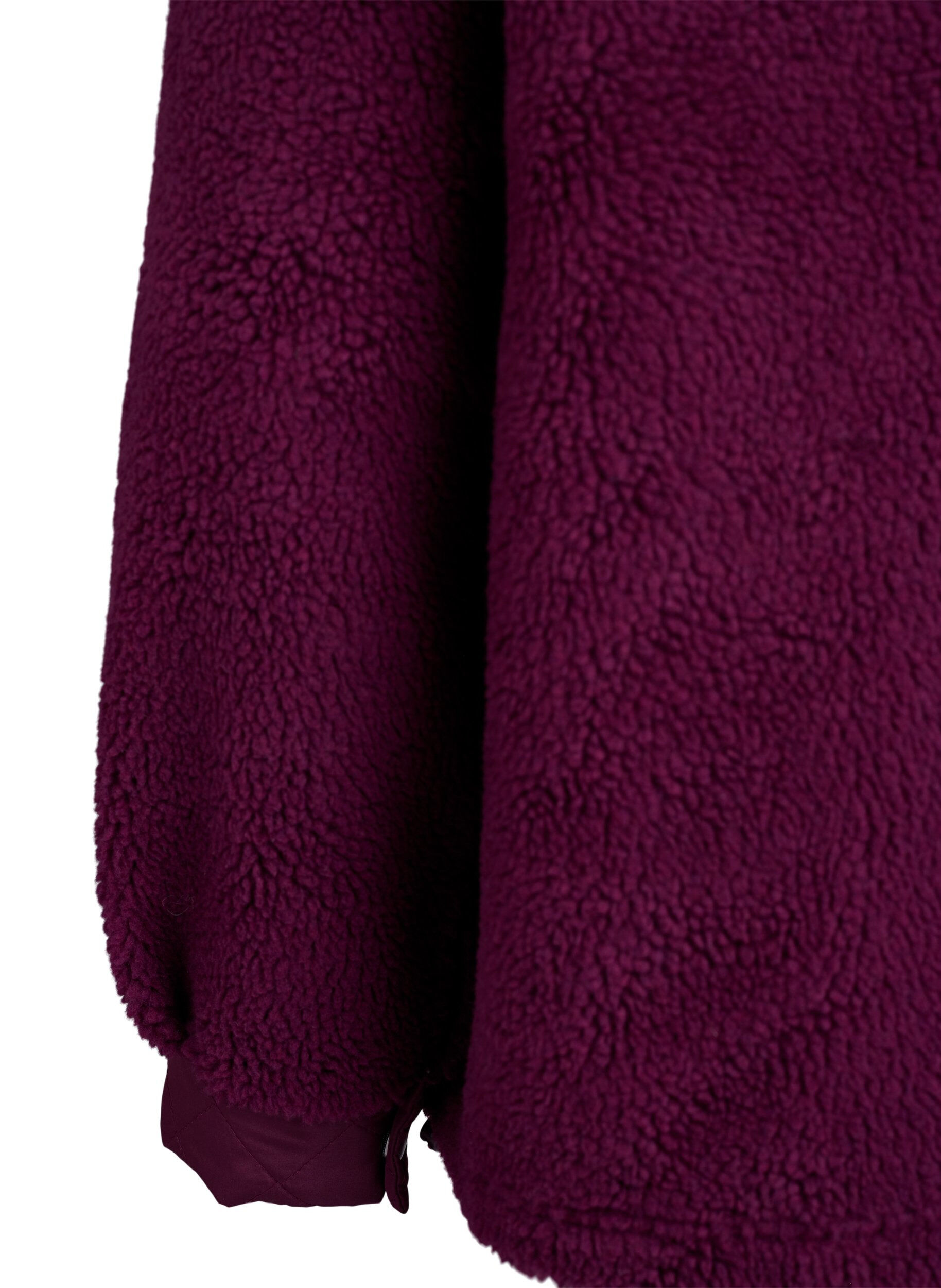 Zizzi Fleecejack met gewatteerde details, Rood, Packshot image number 3