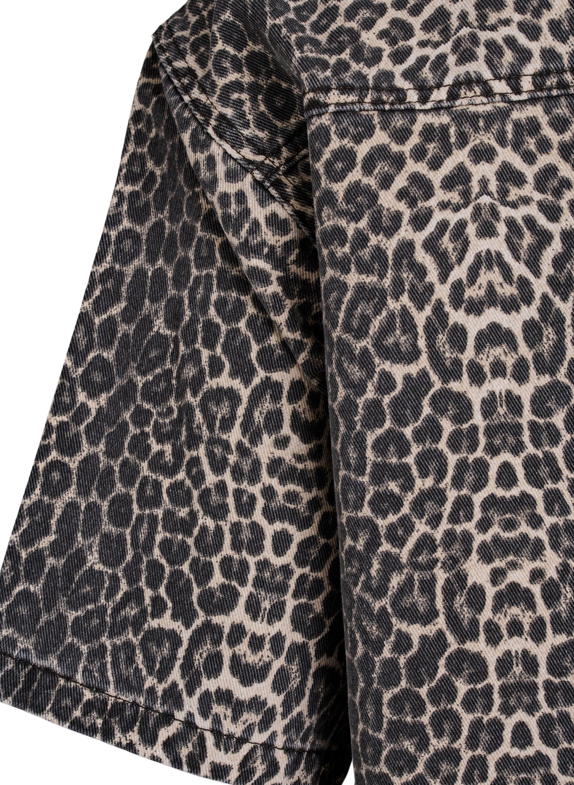 Zizzi Denimshirt met luipaardprint en korte mouwen, Leopard, Packshot image number 3