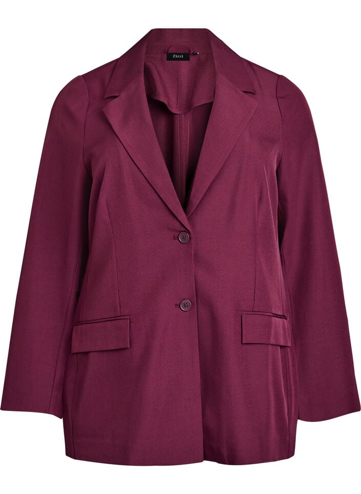 Blazer met zakken en splitjes, Donker Bordeaux, Packshot image number 0