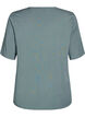 Geweven blouse met korte mouwen en ronde hals, Groen, Packshot image number 1