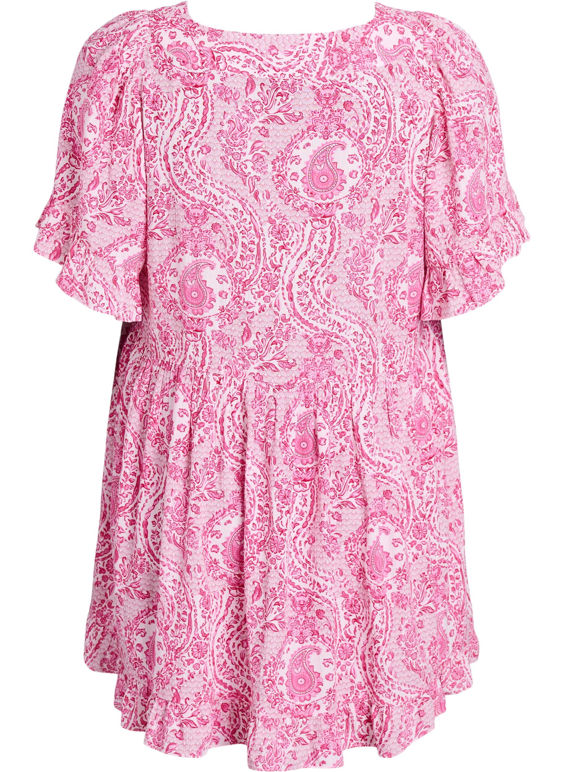 Zizzi Tuniek met ruches en paisleyprint, Roze, Packshot image number 1