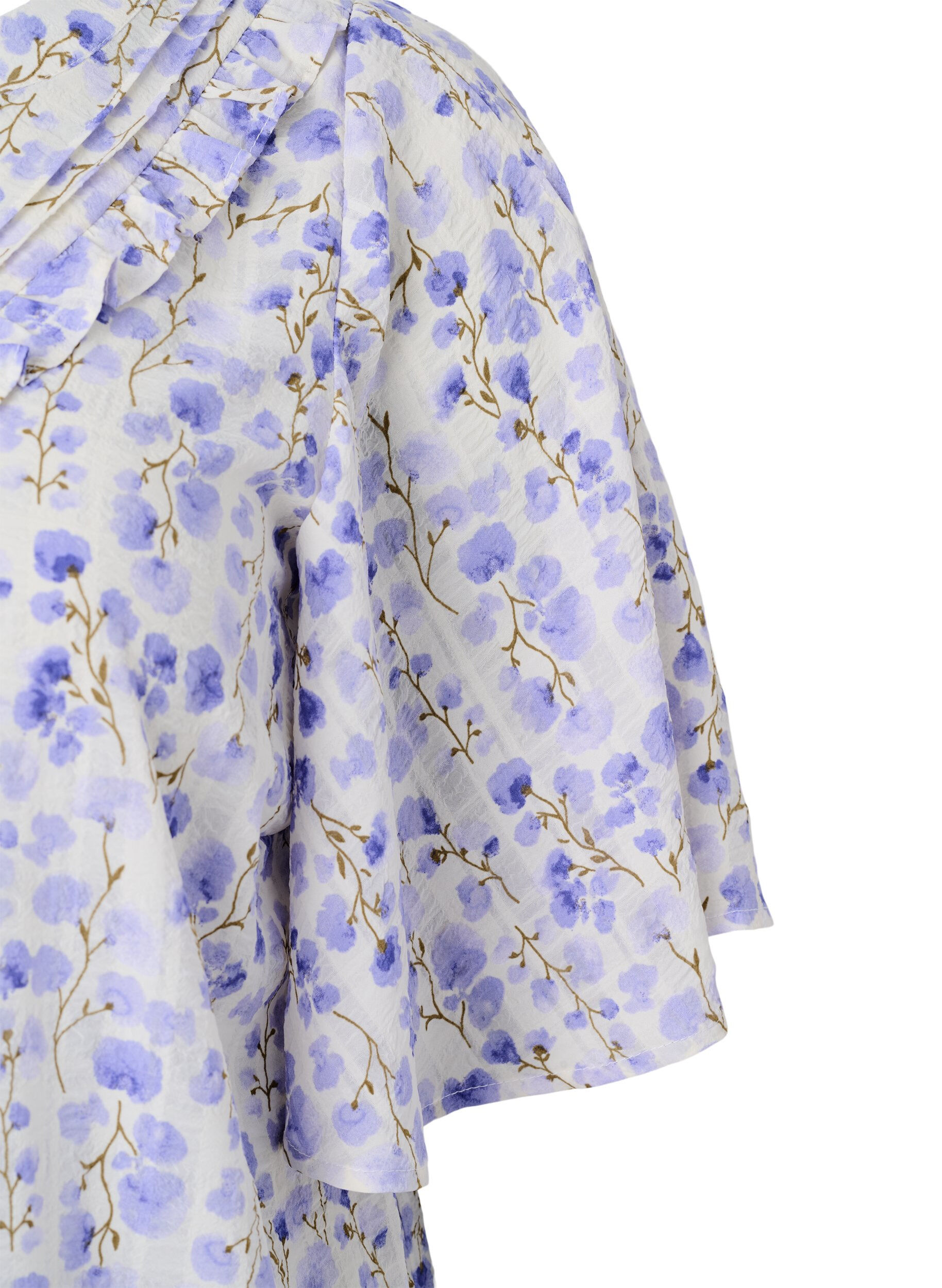 Zizzi Blouse met V-hals, korte mouwen en bloemenprint, Wit, Packshot image number 3