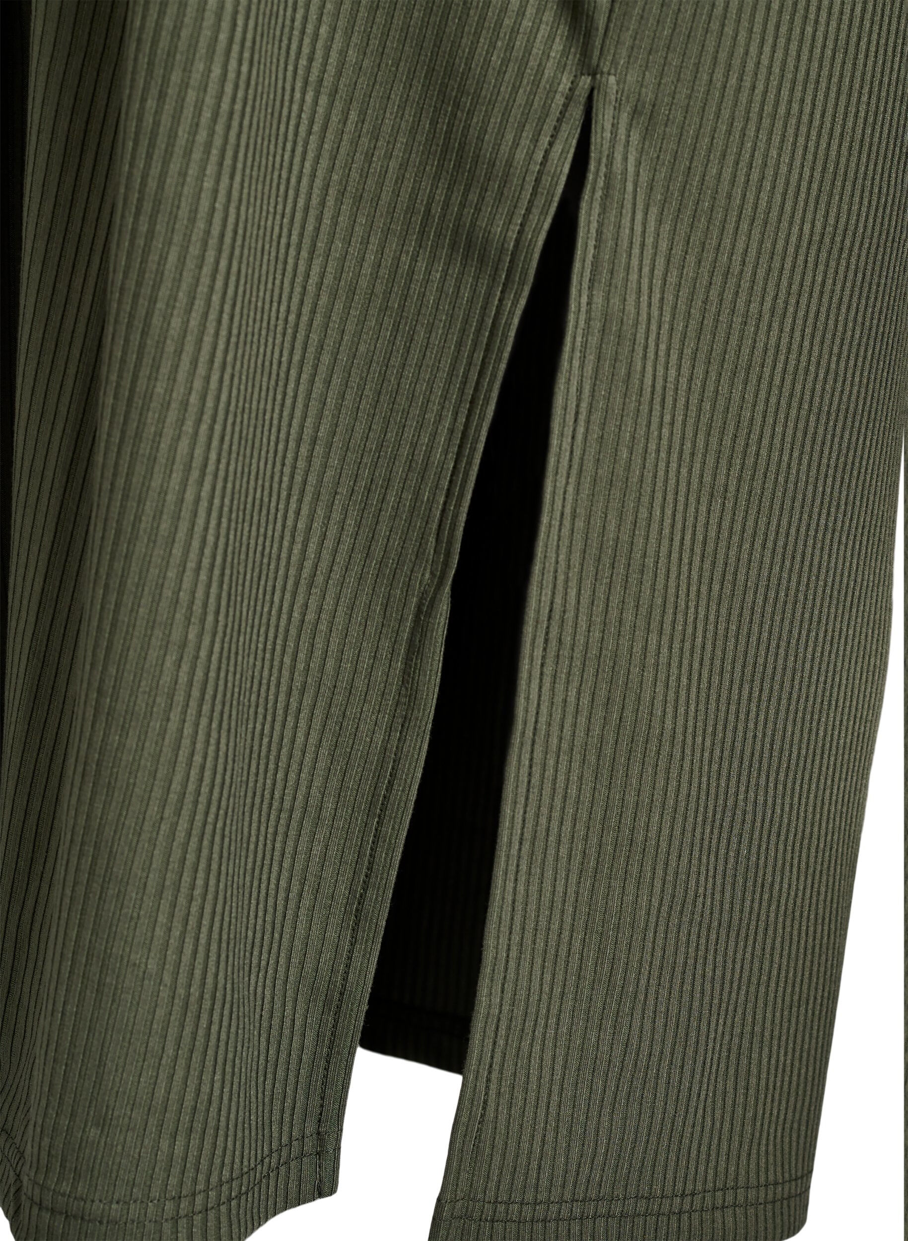 Zizzi Jersey maxi jurk met kraag en korte mouwen, Groen, Packshot image number 3