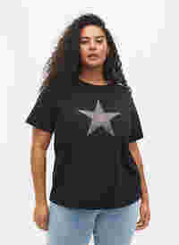 T-shirt van biologisch katoen met studs, Black Star , Model