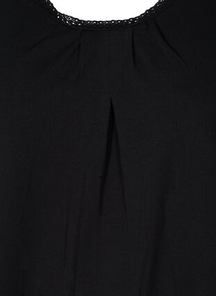 Katoenen top met ronde hals en kanten rand, Black, Packshot image number 2