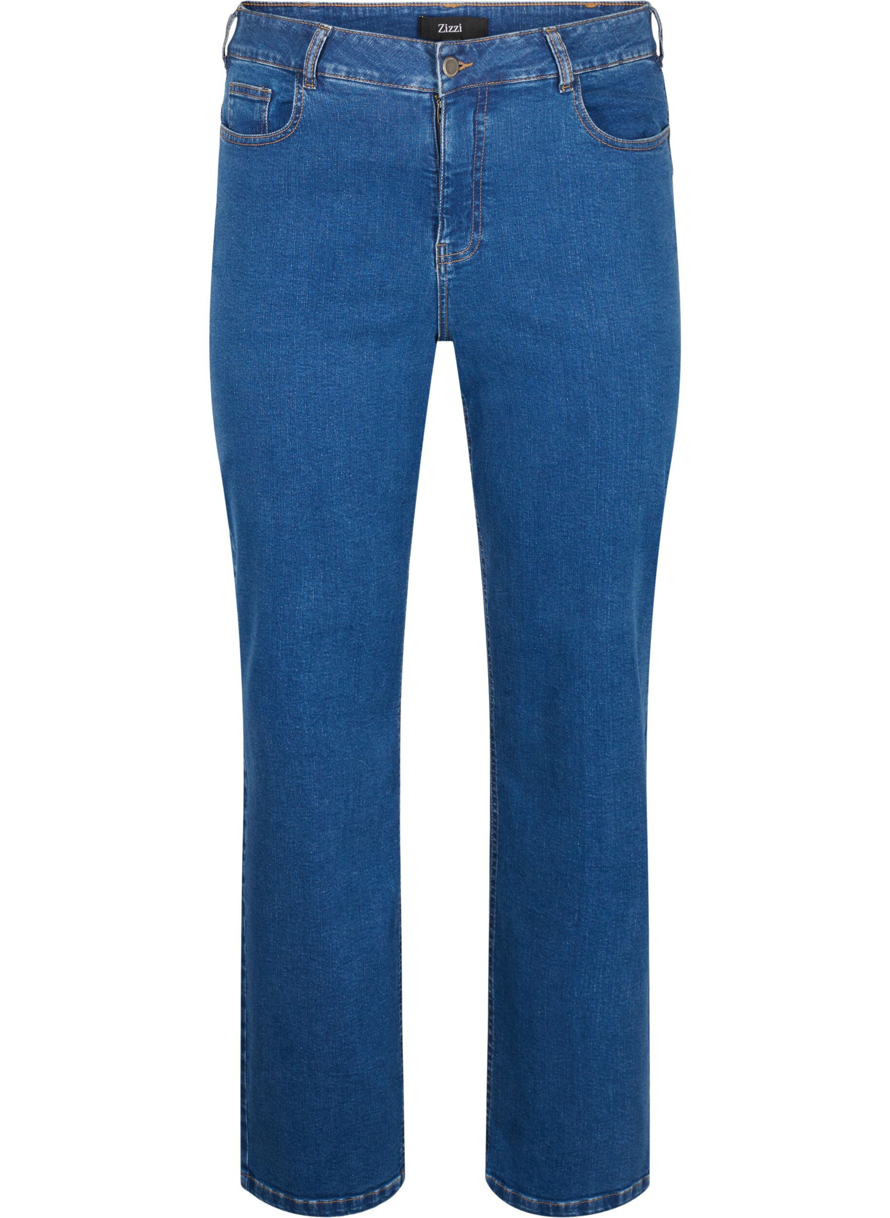 Zizzi  Gemma-jeans met hoge taille en rechte pasvorm, Blauw, Packshot image number 0