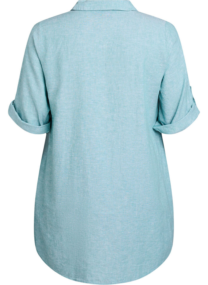 Tuniek van linnen en viscose met A-vorm, Blauw, Packshot image number 1