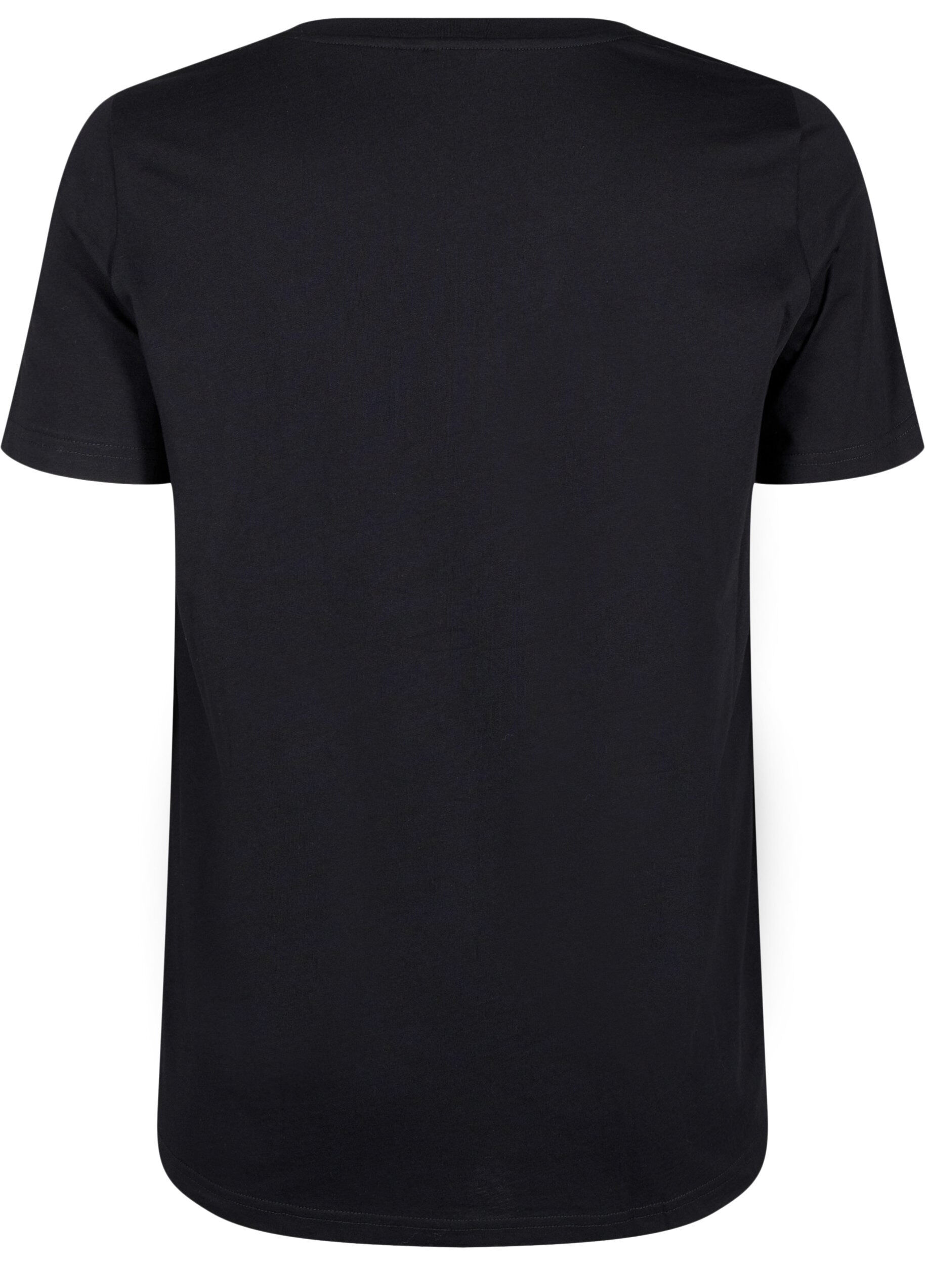 Zizzi Katoenen T-shirt met opdruk, Black w. Silverlion, Packshot image number 1