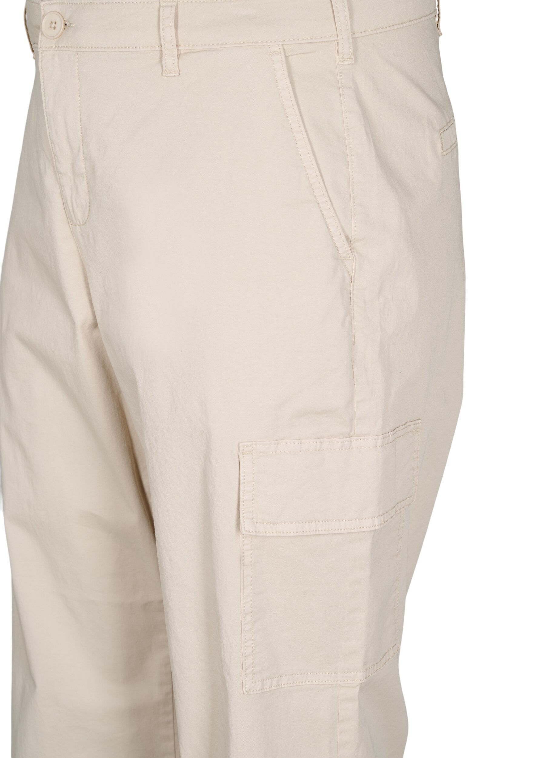 Zizzi Hoge taille cargobroek, Beige, Packshot image number 2