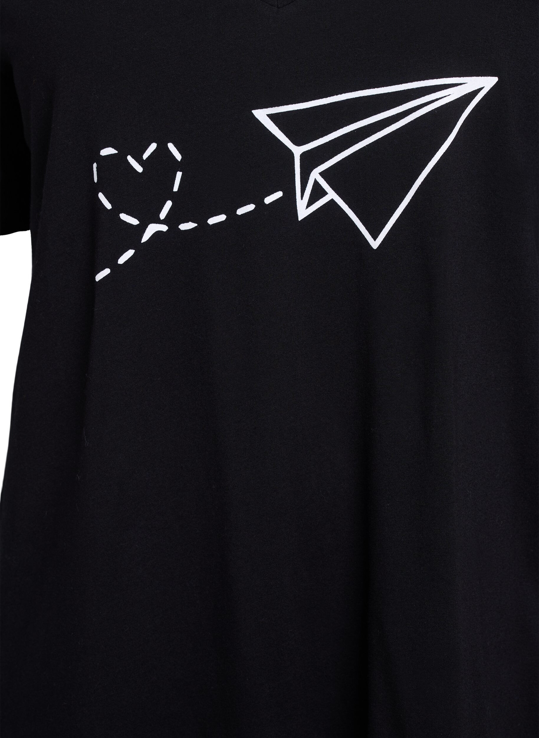 Zizzi Nachtjapon van biologisch katoen met V-hals, , Packshot image number 2