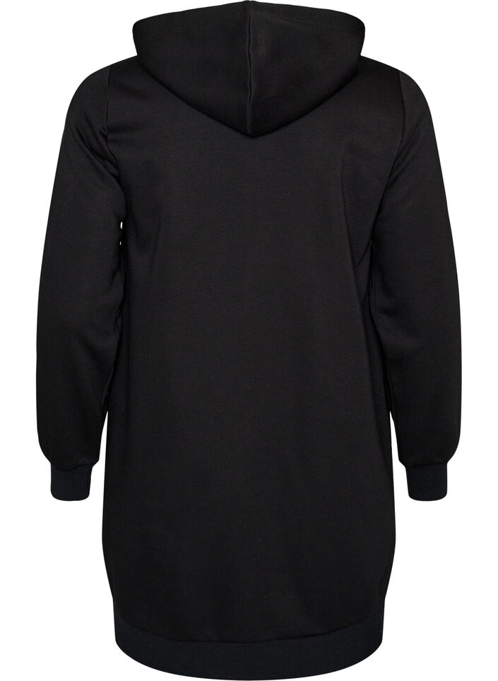 Lange hoodie met ritssluiting en zakken, Zwart, Packshot image number 1