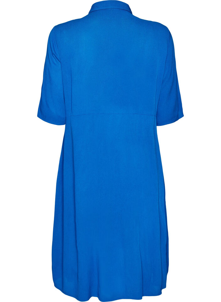 Midi shirtjurk met korte mouwen, Blauw, Packshot image number 1