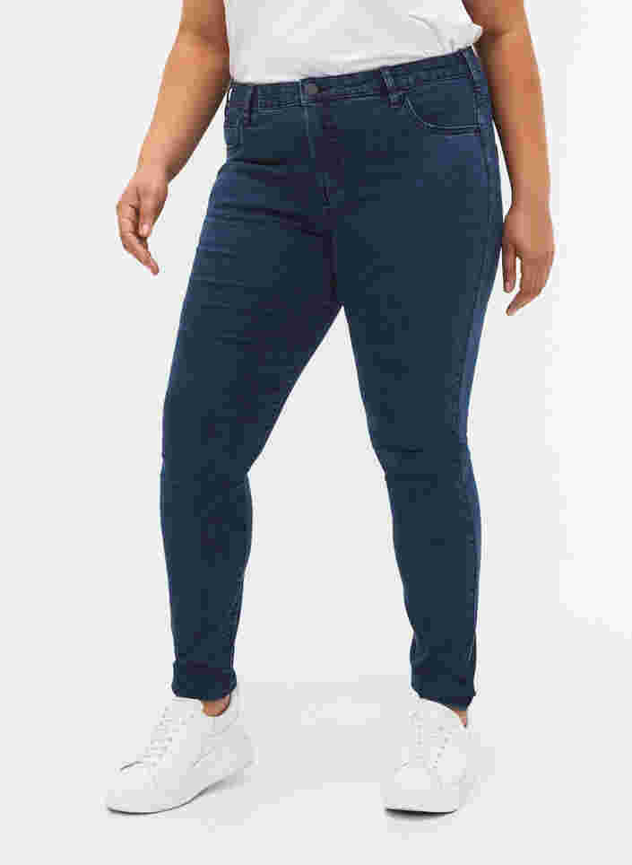 super slim fit Amy jeans met hoge taille, Dark blue, Model image number 3