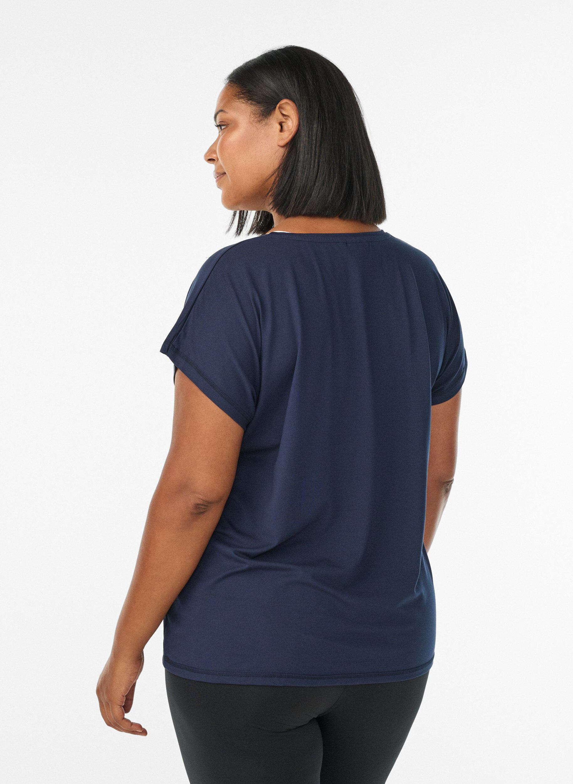 Zizzi Effen sportshirt, Blauw, Model image number 2
