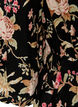 Bloemenjurk in linnen en viscose met een empirelijn, Zwart, Packshot image number 3