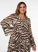 Midi-jurk met ruches en V-hals, Bruin, Model image number 2