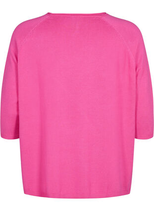 Gebreide blouse van viscose met 3/4 mouwen, Raspberry Rose, Packshot image number 1