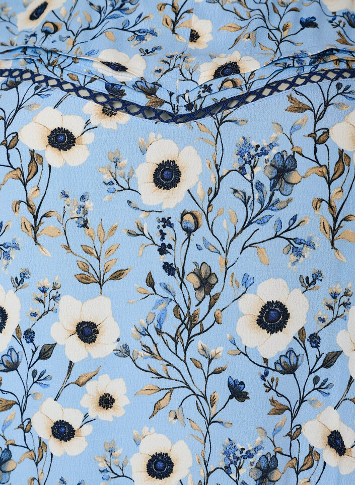 Bloemenblouse met korte mouwen, Blauw, Packshot image number 2