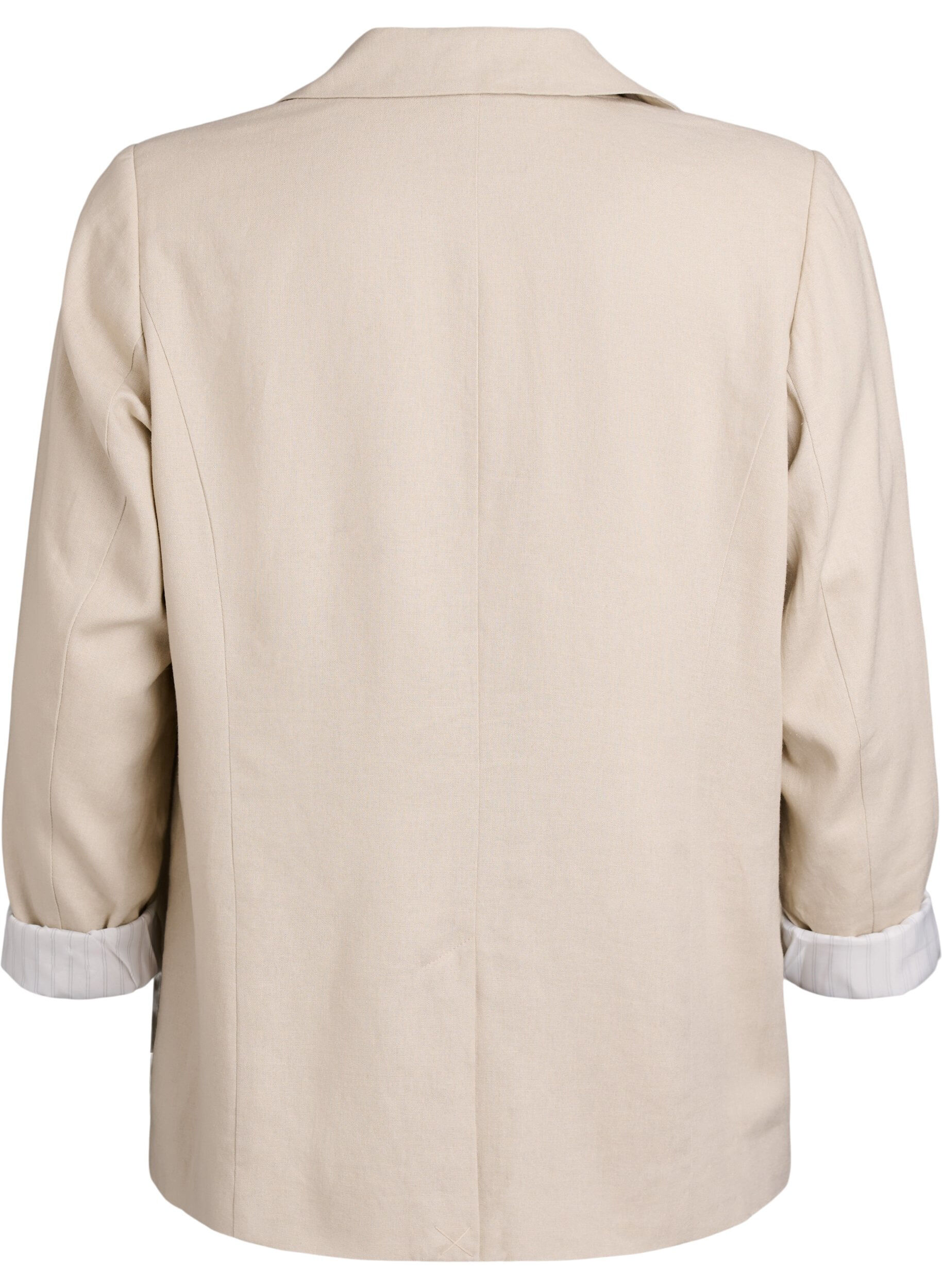 Zizzi Blazer in linnen en viscose met revers en zakken, Beige, Packshot image number 1