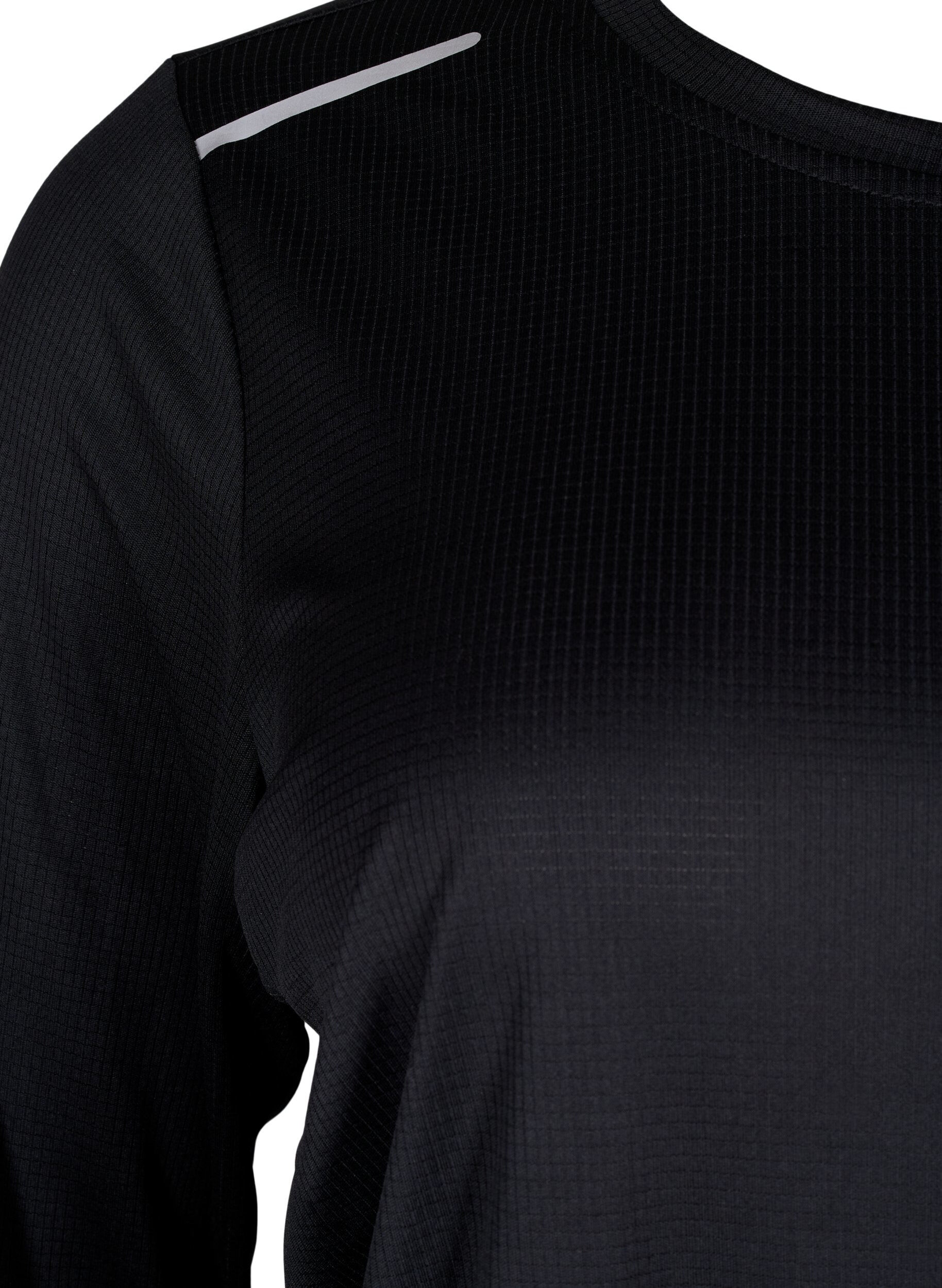 Zizzi Trainingsblouse met lange mouwen en reflecterende details, Black, Packshot image number 2