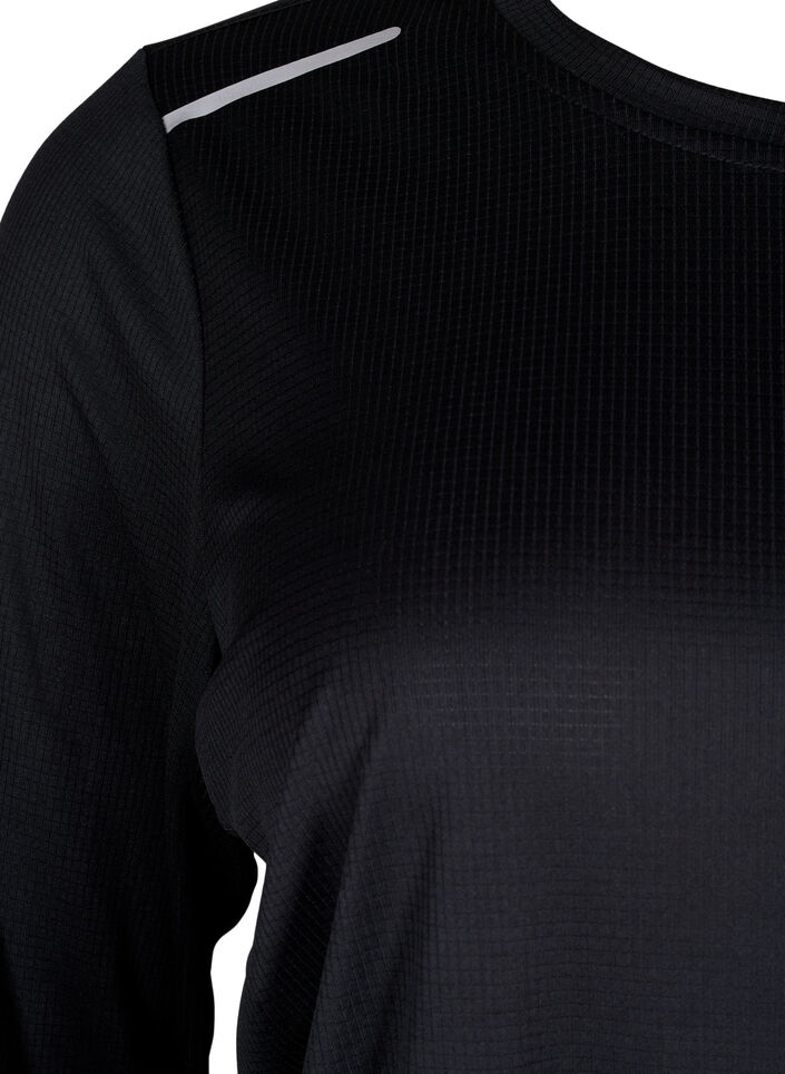 Trainingsblouse met lange mouwen en reflecterende details, Black, Packshot image number 2