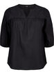 Blouse van katoenmix met linnen en gehaakt detail, Black, Packshot image number 0