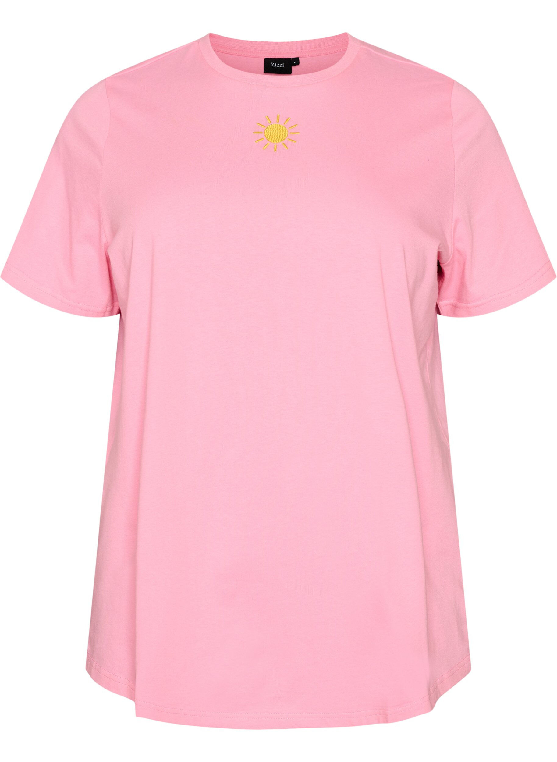 ZizziBiologisch katoenen T-shirt met tekstmotief, Roze, Packshot image number 0
