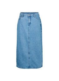 Halflange denim rok met split aan de achterkant, Denim Blue
