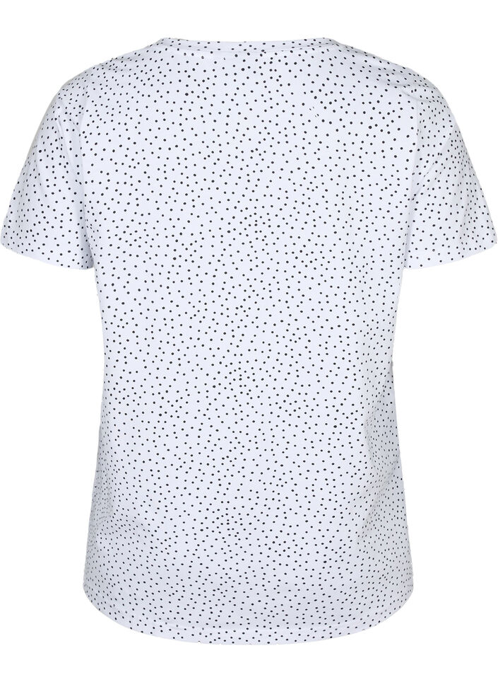 Katoenen t-shirt met stippen en V-hals, B.White/Black Dot, Packshot image number 1
