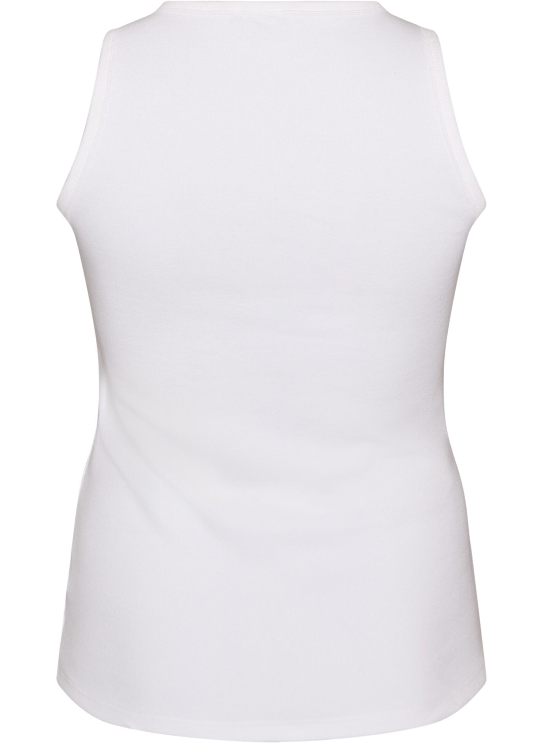 ZizziKatoenen ribtop met hoge hals, Wit, Packshot image number 1