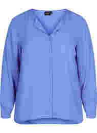 Effen kleur overhemd met v-hals, Ultramarine