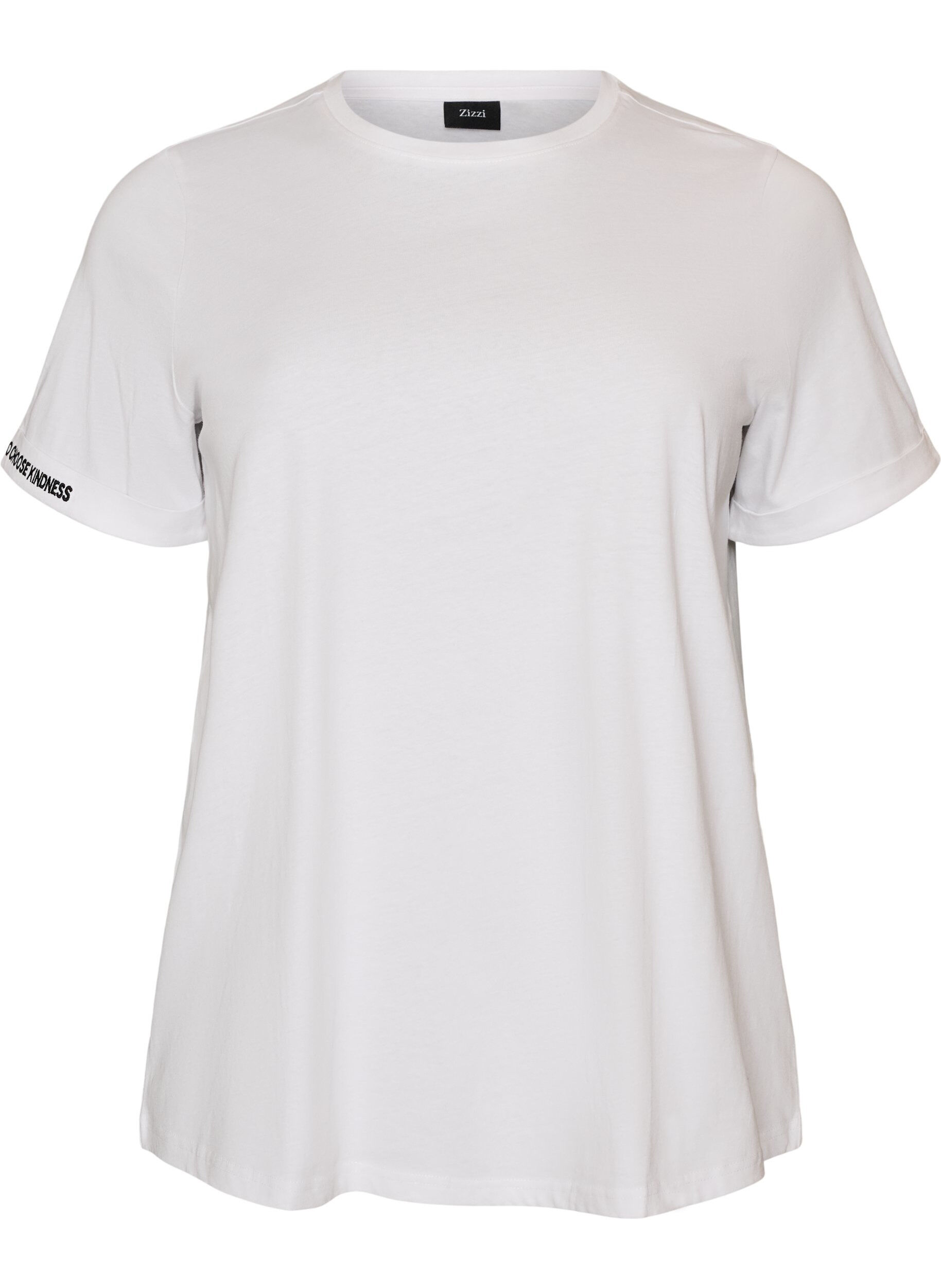 ZizziKatoenen T-shirt met geborduurde tekst, Wit, Packshot image number 0