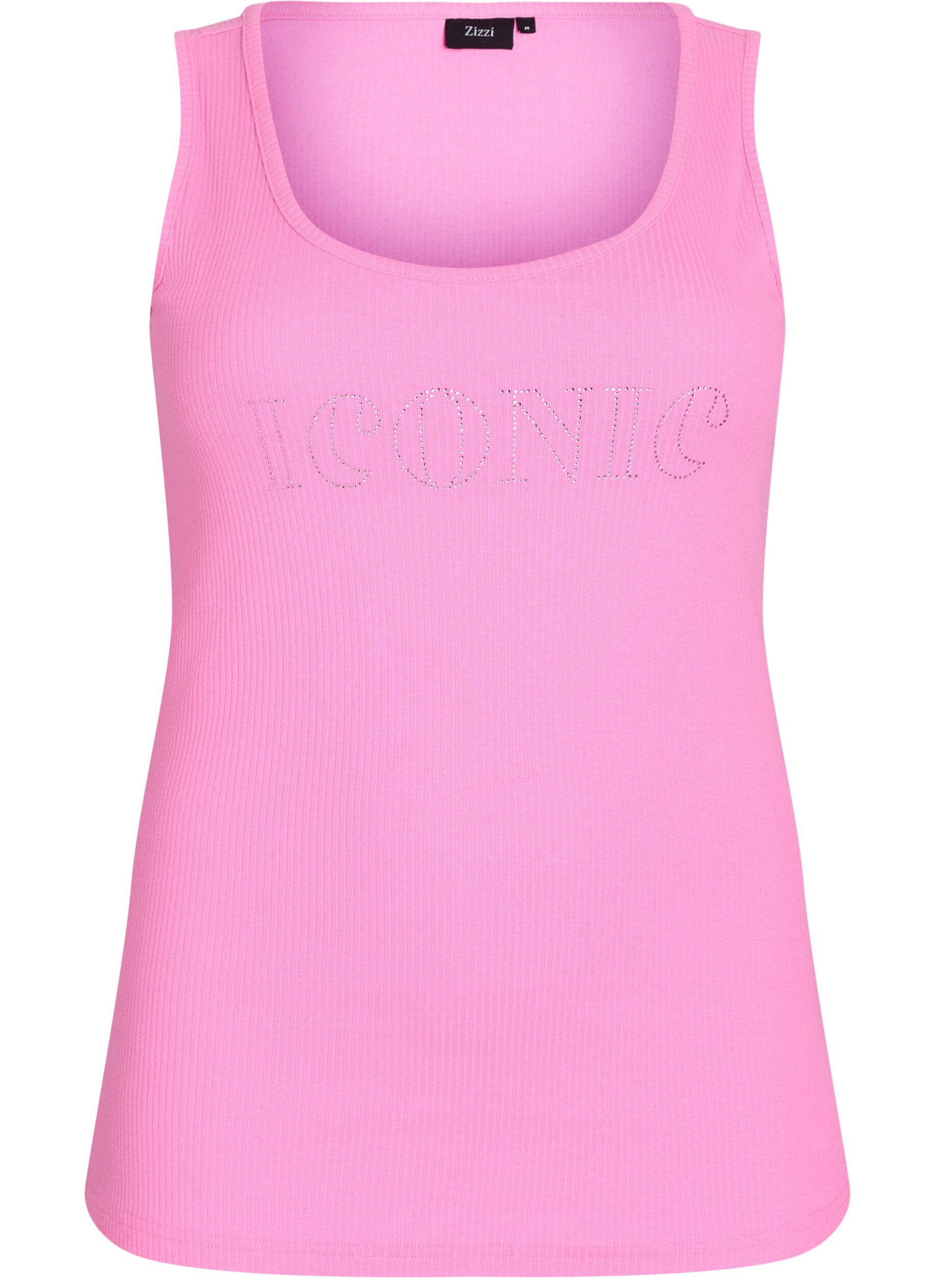 Zizzi Tanktop met strass steentjes en slanke pasvorm, Roze, Packshot image number 0