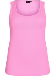 Tanktop met strass steentjes en slanke pasvorm, Roze